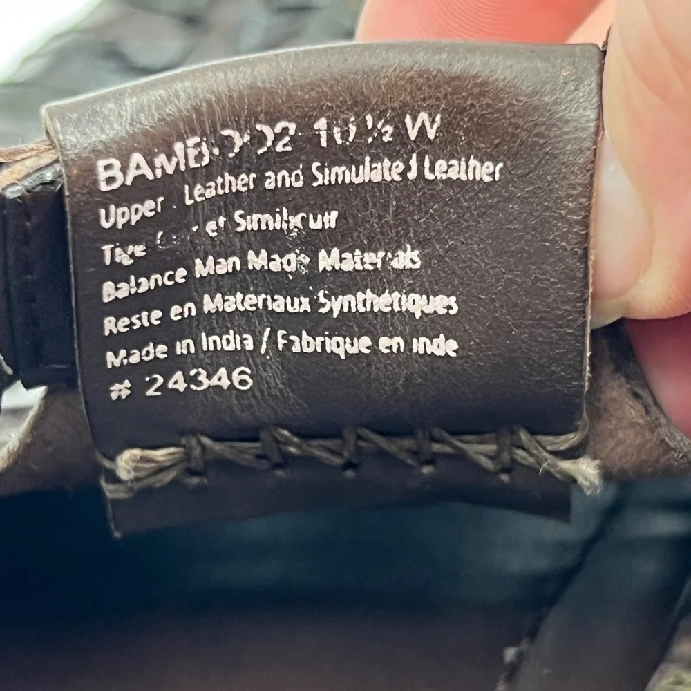Deer Stags Bamboo 2 Brown Faux Leather Woven Huarache Fisherman Sandals 10.5W